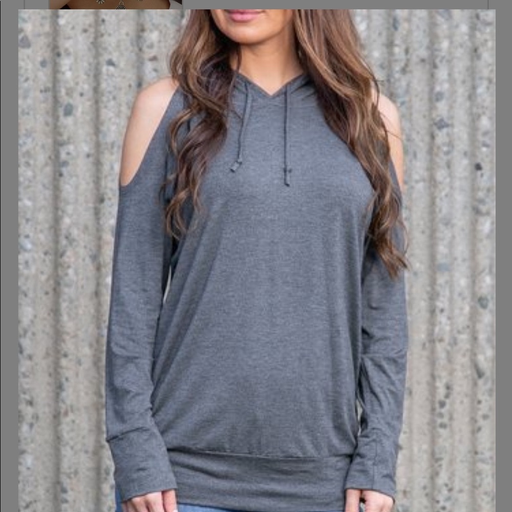 NEW•Blissful Balance Desiree Open Shoulder Berry Soft Hoodie•XL-2X - Picture 4 of 13